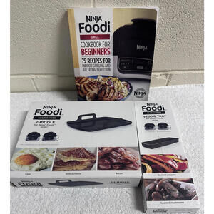 Ninja Foodi Grill Accessories Veggie Tray(New) , Griddle(New) & Cookbook(Used)